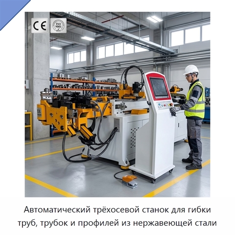 Автоматический трёхосевой станок для гибки труб, трубок и профилей из нержавеющей стали
