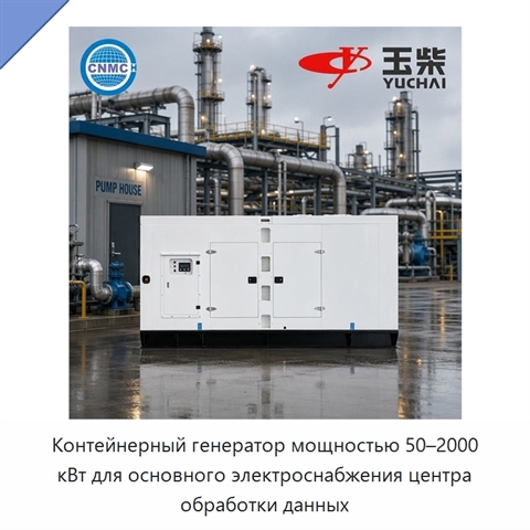 Контейнерный генератор мощностью 50–2000 кВт для основного электроснабжения центра обработки данных