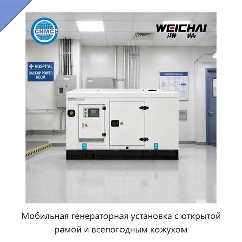 Мобильная генераторная установка с открытой рамой и всепогодным кожухом