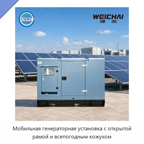 Мобильная генераторная установка с открытой рамой и всепогодным кожухом