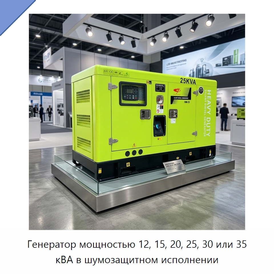 Генератор мощностью 12, 15, 20, 25, 30 или 35 кВА в шумозащитном исполнении — Дизельные генераторы