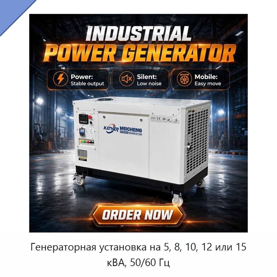 Генераторная установка на 5, 8, 10, 12 или 15 кВА, 50/60 Гц — Бензиновые генераторы