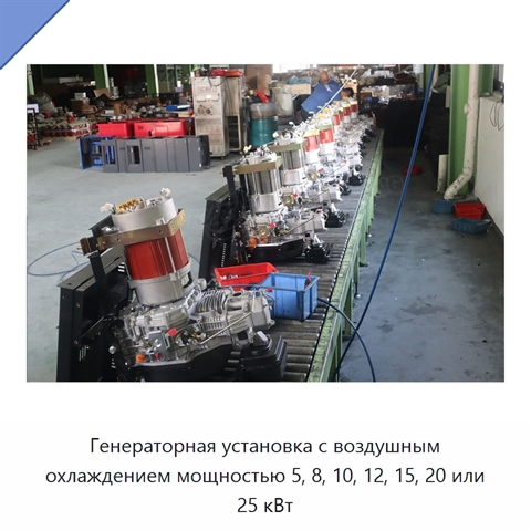 Генераторная установка с воздушным охлаждением мощностью 5, 8, 10, 12, 15, 20 или 25 кВт