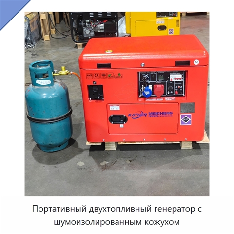 Портативный двухтопливный генератор с шумоизолированным кожухом