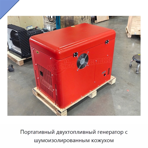 Портативный двухтопливный генератор с шумоизолированным кожухом