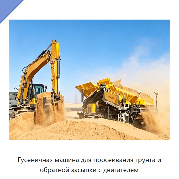 Гусеничная машина для просеивания грунта и обратной засыпки с двигателем — Специальная строительная техника