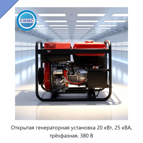 Открытая генераторная установка 20 кВт, 25 кВА, трёхфазная, 380 В