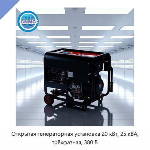 Открытая генераторная установка 20 кВт, 25 кВА, трёхфазная, 380 В