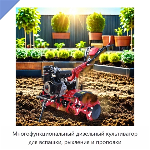 Многофункциональный дизельный культиватор для вспашки, рыхления и прополки