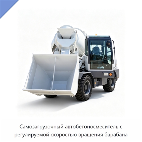 Самозагрузочный автобетоносмеситель с регулируемой скоростью вращения барабана