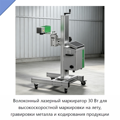 Волоконный лазерный маркиратор 30 Вт для высокоскоростной маркировки на лету, гравировки металла и кодирования продукции