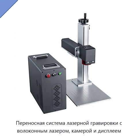 Переносная система лазерной гравировки с волоконным лазером, камерой и дисплеем