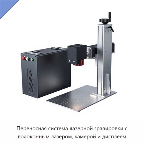 Переносная система лазерной гравировки с волоконным лазером, камерой и дисплеем