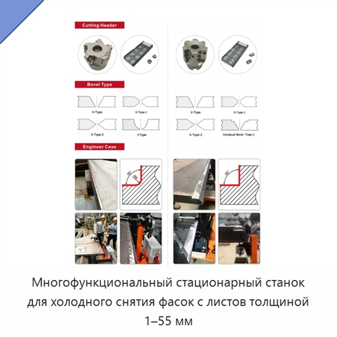 Многофункциональный стационарный станок для холодного снятия фасок с листов толщиной 1–55 мм