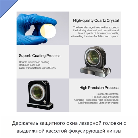 Держатель защитного окна лазерной головки с выдвижной кассетой фокусирующей линзы