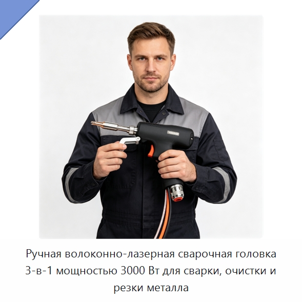 Ручная волоконно-лазерная сварочная головка 3-в-1 мощностью 3000 Вт для сварки, очистки и резки металла — Комплектующие для лазерного оборудования