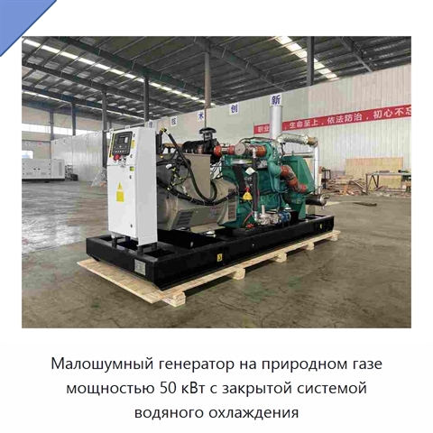 Малошумный генератор на природном газе мощностью 50 кВт с закрытой системой водяного охлаждения