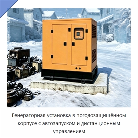 Генераторная установка в погодозащищённом корпусе с автозапуском и дистанционным управлением