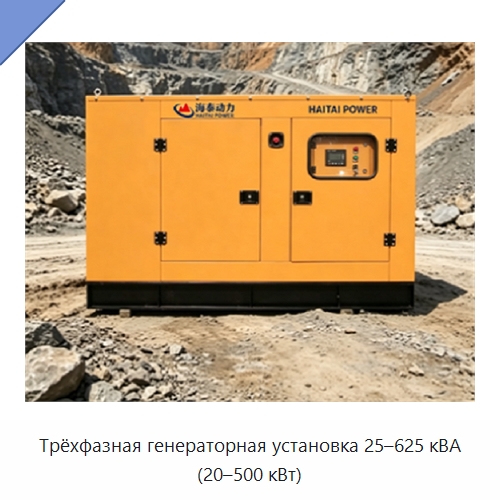 Трёхфазная генераторная установка 25–625 кВА (20–500 кВт) — Дизельные генераторы