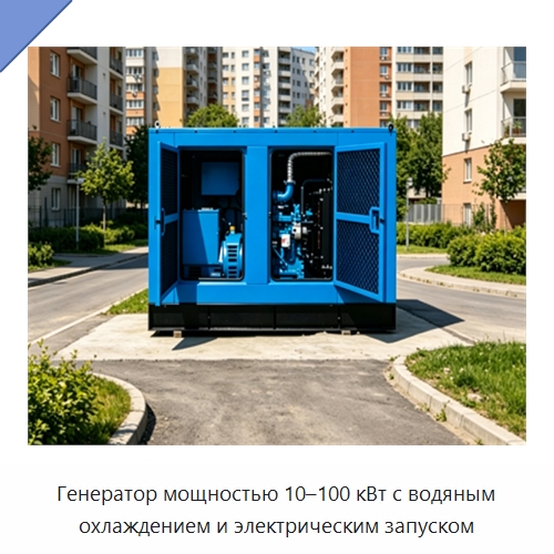 Генератор мощностью 10–100 кВт с водяным охлаждением и электрическим запуском — Дизельные генераторы