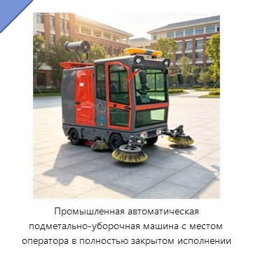 Промышленная автоматическая подметально-уборочная машина с местом оператора в полностью закрытом исполнении