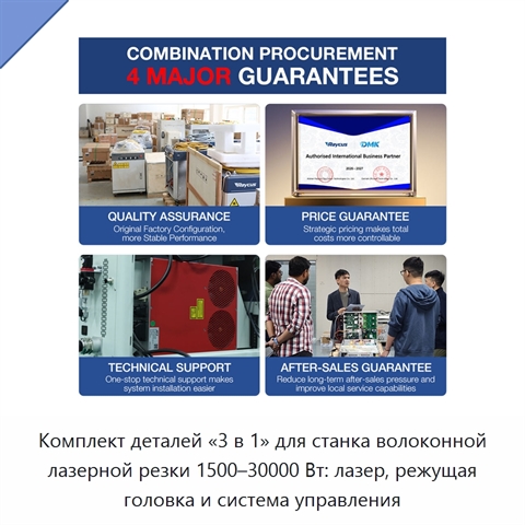 Комплект деталей «3 в 1» для станка волоконной лазерной резки 1500–30000 Вт: лазер, режущая головка и система управления