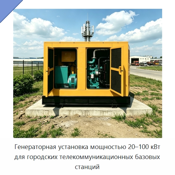 Генераторная установка мощностью 20–100 кВт для городских телекоммуникационных базовых станций — Дизельные генераторы
