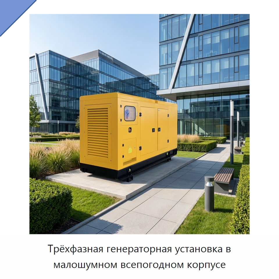 Трёхфазная генераторная установка в малошумном всепогодном корпусе — Дизельные генераторы