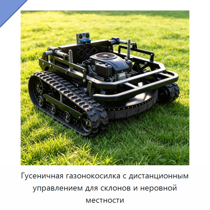 Гусеничная газонокосилка с дистанционным управлением для склонов и неровной местности — Специальные сельскохозяйственные машины