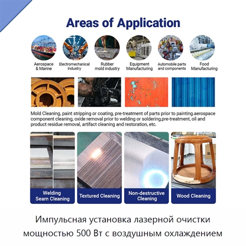 Импульсная установка лазерной очистки мощностью 500 Вт с воздушным охлаждением