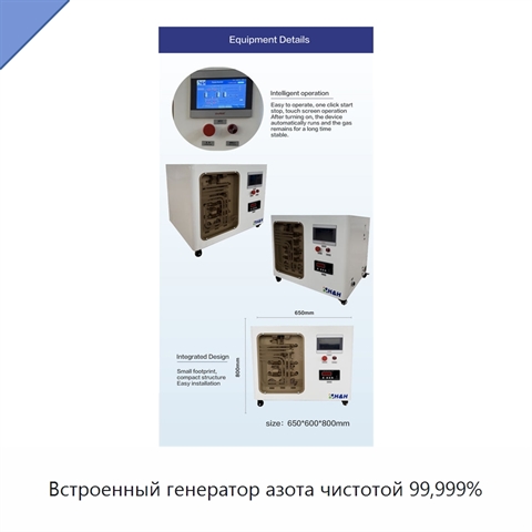 Встроенный генератор азота чистотой 99,999%