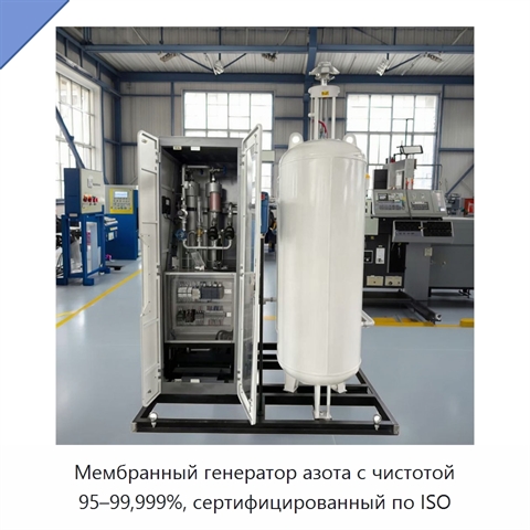 Мембранный генератор азота с чистотой 95–99,999%, сертифицированный по ISO