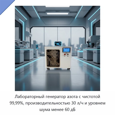 Лабораторный генератор азота с чистотой 99,99%, производительностью 30 л/ч и уровнем шума менее 60 дБ