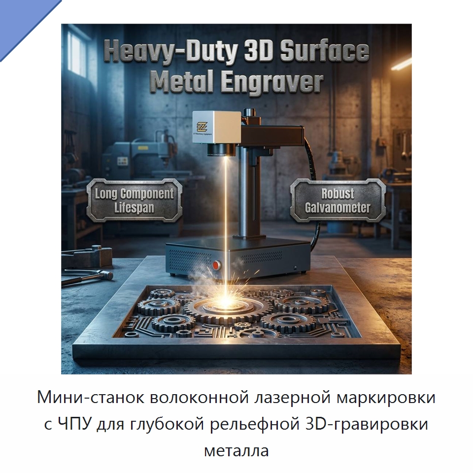 Мини-станок волоконной лазерной маркировки с ЧПУ для глубокой рельефной 3D-гравировки металла — Лазерные гравировальные станки