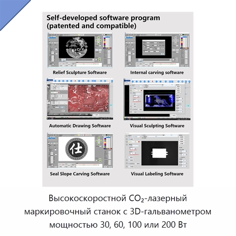 Высокоскоростной CO₂-лазерный маркировочный станок с 3D-гальванометром мощностью 30, 60, 100 или 200 Вт