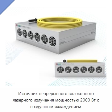 Источник непрерывного волоконного лазерного излучения мощностью 2000 Вт с воздушным охлаждением