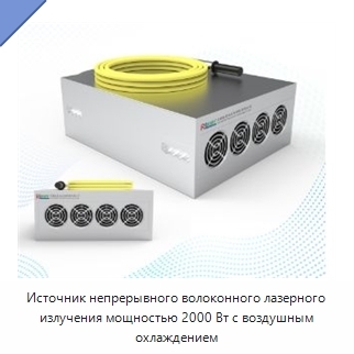 Источник непрерывного волоконного лазерного излучения мощностью 2000 Вт с воздушным охлаждением