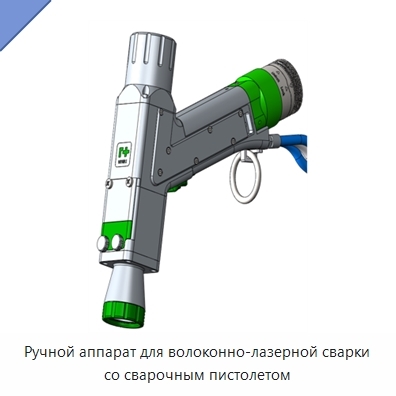 Ручной аппарат для волоконно-лазерной сварки со сварочным пистолетом
