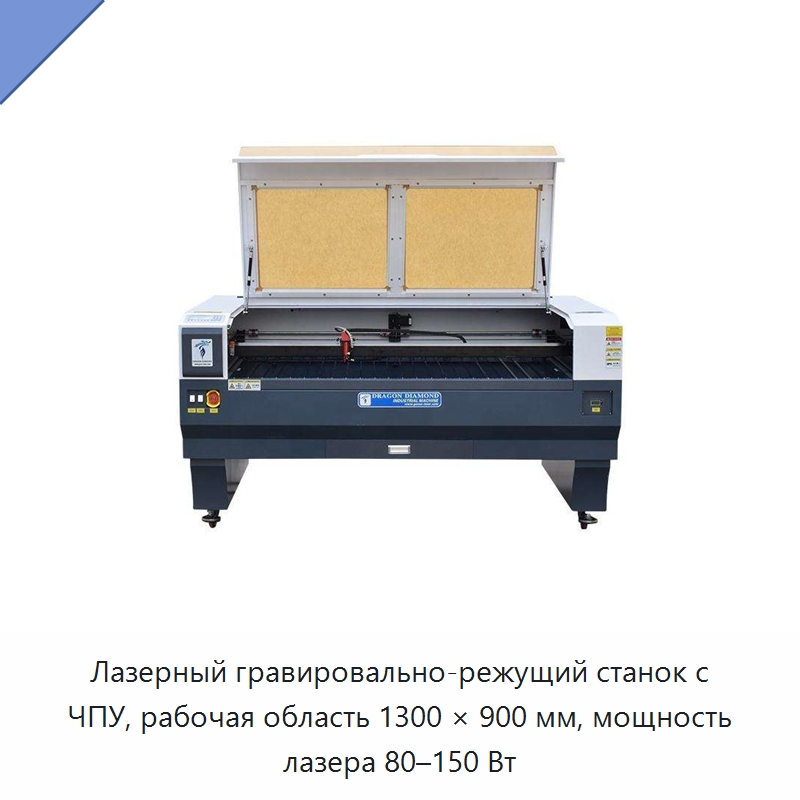 Лазерный гравировально-режущий станок с ЧПУ, рабочая область 1300 × 900 мм, мощность лазера 80–150 Вт — Лазерные гравировальные станки