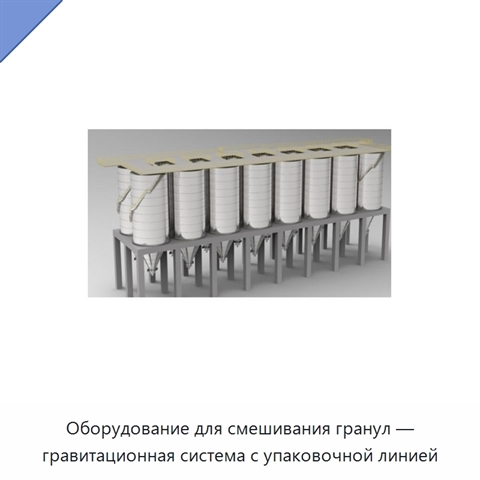 Оборудование для смешивания гранул — гравитационная система с упаковочной линией