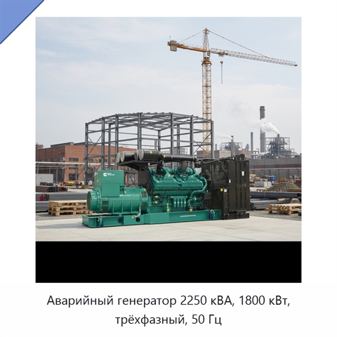 Аварийный генератор 2250 кВА, 1800 кВт, трёхфазный, 50 Гц