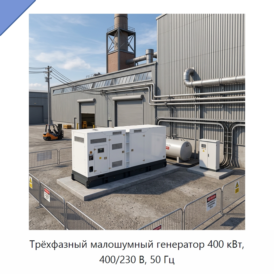Трёхфазный малошумный генератор 400 кВт, 400/230 В, 50 Гц — Дизельные генераторы