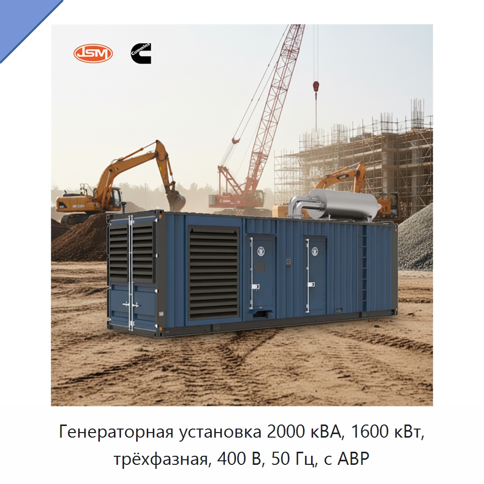 Генераторная установка 2000 кВА, 1600 кВт, трёхфазная, 400 В, 50 Гц, с АВР — Дизельные генераторы