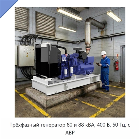 Трёхфазный генератор 80 и 88 кВА, 400 В, 50 Гц, с АВР