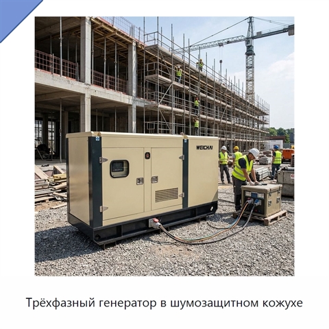 Трёхфазный генератор в шумозащитном кожухе