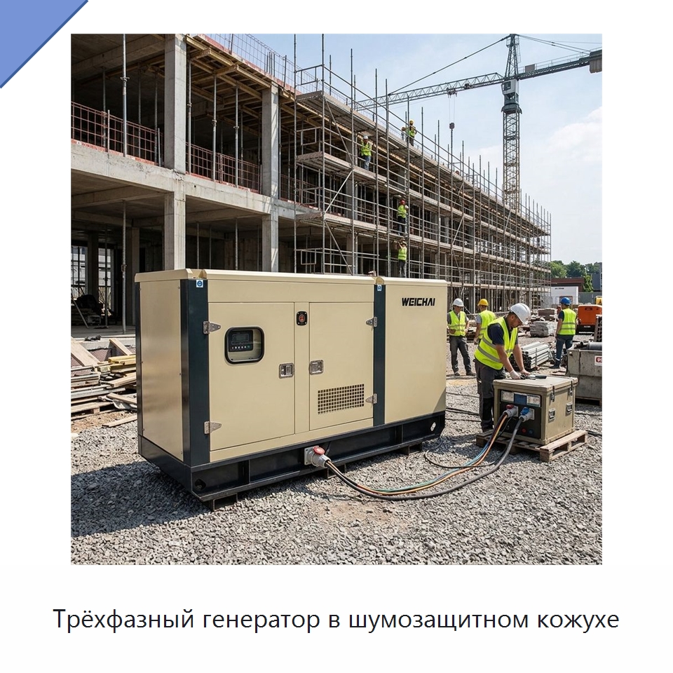 Трёхфазный генератор в шумозащитном кожухе — Дизельные генераторы