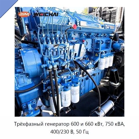Трёхфазный генератор 600 и 660 кВт, 750 кВА, 400/230 В, 50 Гц