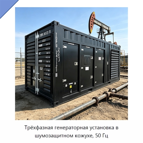 Трёхфазная генераторная установка в шумозащитном кожухе, 50 Гц