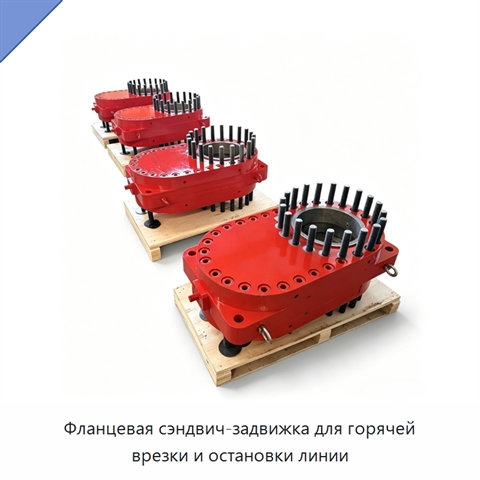 Фланцевая сэндвич-задвижка для горячей врезки и остановки линии