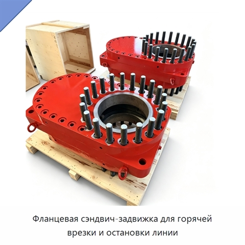 Фланцевая сэндвич-задвижка для горячей врезки и остановки линии